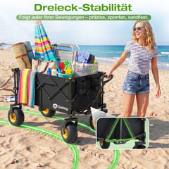 Sekey Bollerwagen faltbar mit Luftreifen 23×10 cm – Strand Bollerwagen klappbar bis 200 kg, 200L Transportwagen für Strand, Camping & Familie, 4032