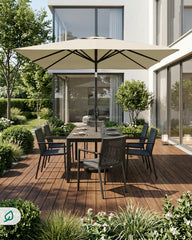 Sekey Sonnenschirm Rechteck 200x300 cm mit Kurbel & Auto-Neigung – stabiler Marktschirm 38 mm Stahlrohr, UV-Schutz, Balkon- & Gartenschirm für Terrasse
