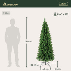 Salcar Künstlicher Weihnachtsbaum – Schmaler Weihnachtsbaum in Bleistiftform mit Metallständer