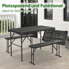 Sekey Bierzeltgarnitur 113 cm – 3-teiliges klappbares Set mit Tisch & 2 Bänken | Esstischgarnitur für Garten, Balkon, Camping oder Party Sekey