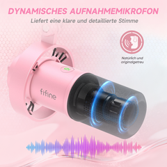 FIFINE K668 USB/XLR Dynamic Microphone with Mute Button and Shock Mount, Headphone Jack