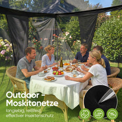 Sekey Moskitonetz Pavillon Schwarz 3,5×2,5×2,5 m – Großes Fliegennetz für Pergola & Terrasse, Robuster Mückenschutz Garten Outdoor mit Zubehör