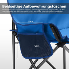 Sunula Faltbarer Campingsofa für 2 Personen, Tragbarer Campingstuhl bis 150 kg, Mit Armlehne und Tragetasche, Outdoor-Faltstuhl, Ideal für Picknick, Camping, Garten, Balkon, Angeln Sekey
