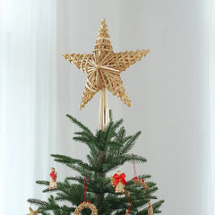 Salcar Christbaumspitze Strohstern Weihnachtsbaum Dekoration für Weihnachten, Tannenbaumspitze für den Christbaum, 25cm Salcar
