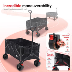 Sunula Faltbarer Bollerwagen 3026 mit Allwetterrädern, 300 L Volumen, 149 kg Tragkraft – Robuster Transportwagen für Strand, Camping, Garten & Einkauf SEKEYMALL