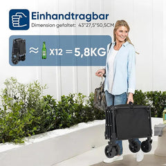 Sunula 80L / 100KG Faltbarer Bollerwagen, mit Bremsen, Halbiertem Eigengewicht Sekey