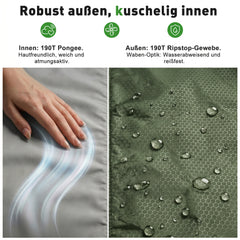 Sekey Mumienschlafsack Erwachsene – Ultraleichter Sommerschlafsack 0,9 kg / 1,7 kg, wasserabweisend & atmungsaktiv, mit Anti-Klemm-Reißverschluss, 220 × 80 × 50 cm, für Camping, Trekking & Reisen – Anthrazit / Grün