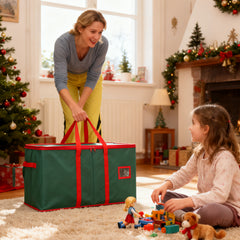 Salcar Grüne Aufbewahrungsbox für 128 Weihnachtskugeln – Faltbare Christbaumkugel-Box 64,8×32,3×34,2 cm mit 128 Fächern, Tragegriffen & Doppelreißverschluss