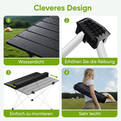Sunula Klappbarer Campingtisch, Ultraleicht 1,7 kg, 30 kg Tragkraft, Wasserdicht, Rutschfest, 3 Größen, Einfach zu Montieren, Für Camping, Picknick, Garten, Outdoor Sekey