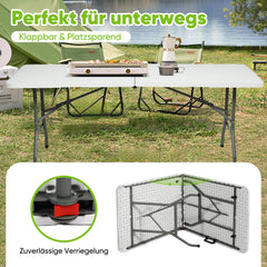 Sekey Klapptisch 152x70x74 cm – Robuster Buffettisch aus Kunststoff, tragbar mit Griff, wetterfest & faltbar – Campingtisch, Partytisch, Gartentisch für 4 Personen Sekey