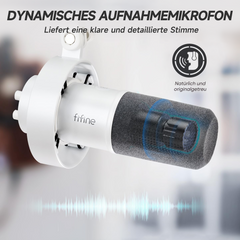 FIFINE K668 USB/XLR Dynamic Microphone with Mute Button and Shock Mount, Headphone Jack