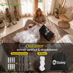 Sekey Moskitonetz für Doppelbett 220×200×200 cm – 2 Eingänge, 360° Insektenschutz, 220 Mesh Feinmaschig, mit Aufhängeset für Zuhause, Reisen & Camping