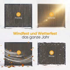 Sekey Balkon Sichtschutz in Dunkelgrau – Moderne Sichtschutzmatte in Holz-Optik, Wetterfest, Wasserdicht, UV-beständig & Schimmelfrei, Windschutz für Balkon, Garten & Terrasse inkl. Kabelbinder