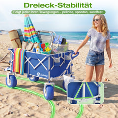Sekey Bollerwagen faltbar mit Luftreifen 23×10 cm – Strand Bollerwagen klappbar bis 200 kg, 200L Transportwagen für Strand, Camping & Familie, 4032