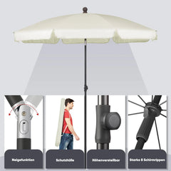 Sekey 200 cm Sonnenschirm mit Schutzhülle, Sonnenschutz UV50+ Sekey