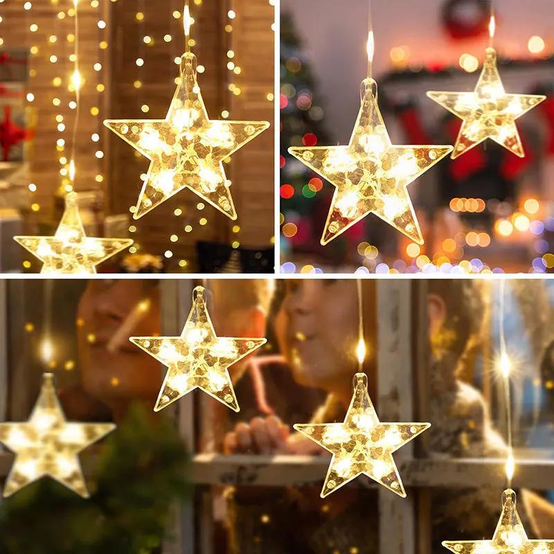 Salcar 3m LED Sternen Lichtervorhang, 16 Sternen, 222LEDs Salcar