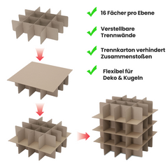 Salcar Aufbewahrungsbox Schwarz für 64 Weihnachtskugeln – Faltbare Weihnachtsdeko-Box 30,5 cm mit Fächern & flexiblen Trennwänden