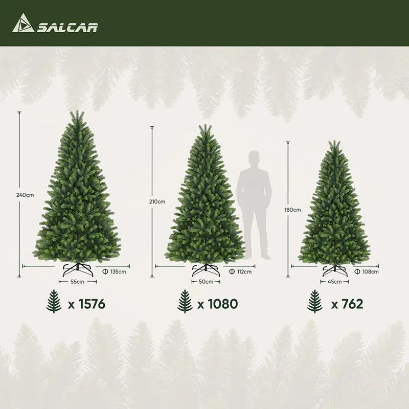 Salcar 180/210/240cm Künstlicher Weihnachtsbaum, Nordmanntanne, mit 762/1080/1576 PE Spitzen Salcar