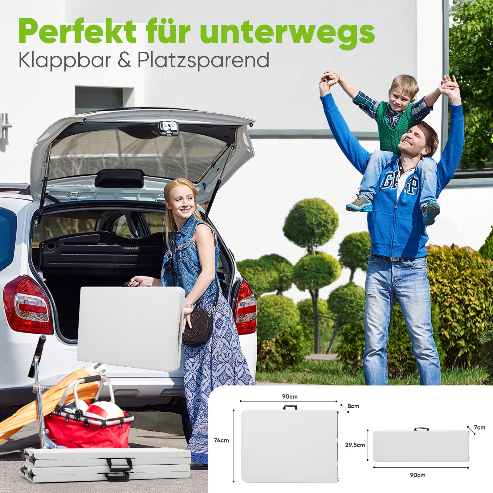 Sekey 3-tlg. Bierzeltgarnitur 180 cm – Klappbares Gartenmöbel-Set mit Tisch & 2 Bänken, Wetterfest & Tragbar für Garten, Balkon & Camping Sekey