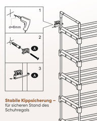Sekey 6-stöckiges Schuhregal aus Metall – Großes Fassungsvermögen & platzsparende Aufbewahrung für alle Schuharten SEKEYMALL