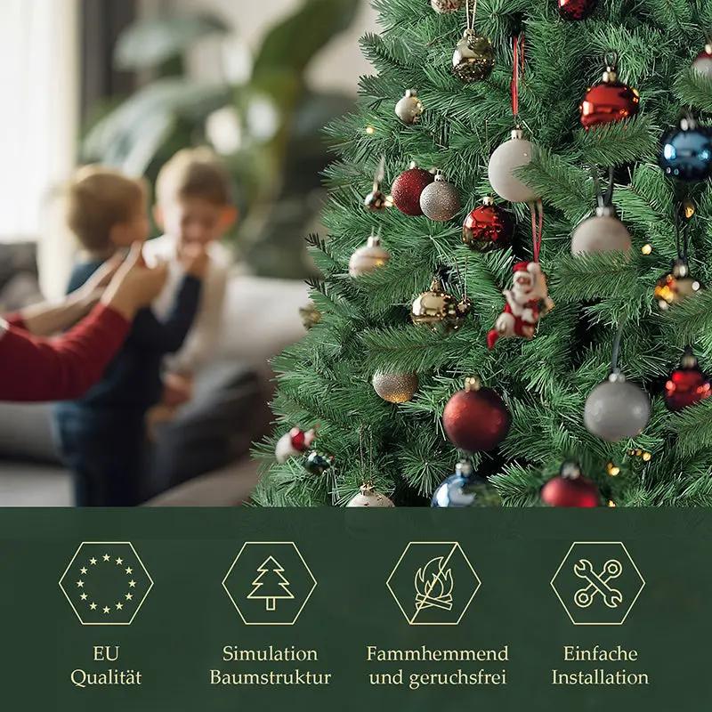 Salcar 120/150/180/210/240cm Künstlicher Weihnachtsbaum mit Metallständer, Nordmanntanne, mit 279/408/580/868/1168 Spitzen Salcar