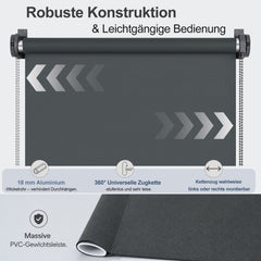 Salcar Thermorollo ohne Bohren Klemmfix Anthrazit – Verdunkelungsrollo für Fenster & Tür mit Thermobeschichtung, Sonnenschutz, Hitzeschutz & Sichtschutz