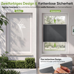 Salcar Wabenplissee Anthrazit ohne Bohren – Verdunkelungsplissee Thermo Doppelplissee Klemmfix für Fenster & Türen, Up & Down Plissee mit Hitze- und Schallschutz