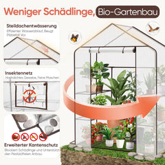 Sekey XL Foliengewächshaus 200×145×75 cm Stabiles Balkon-Gewächshaus mit 4 Regalböden für gesundes Pflanzenwachstum Sekey
