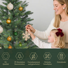 Salcar Künstlicher Weihnachtsbaum mit Holzständer, 150/180/210 cm, Realistischer PVC Christbaum, Pflegeleicht & Hochwertige Weihnachtsdekoration für Innenräume