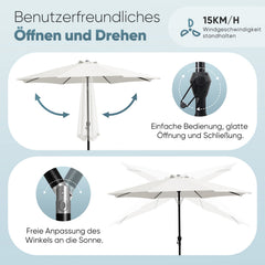 Sekey Sonnenschirm 300 cm Alu Gartenschirm Rund, Marktschirm Knickbar, mit Kurbel Sekey