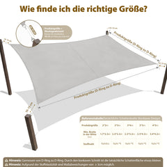 Sekey Sonnensegel Rechteckig – Hellgrau, Wasserdicht, 160 g/m² PES, Mit Naht & Reißfest, 95% UV-Schutz, Wetterfest für Balkon, Terrasse & Garten