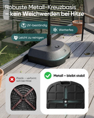 Sekey Halbrunder Sonnenschirmständer befüllbar – 32–38 mm, Kunststoff, bis 32 kg (Sand) / 24 L (Wasser), Schwarz
