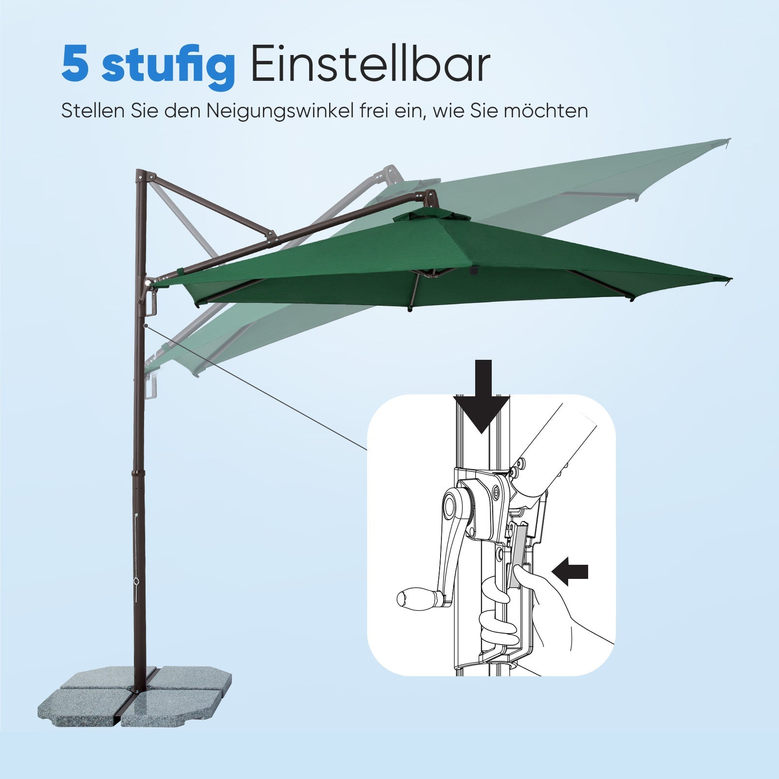Sekey Ampelschirm 300 cm Aluminium Sonnenschirm mit 360° Drehung, Neigefunktion, UV50+ Schutz Sekey