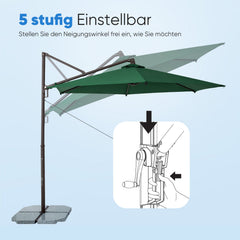 Sekey Ampelschirm 300 cm Aluminium Sonnenschirm mit 360° Drehung, Neigefunktion, UV50+ Schutz Sekey