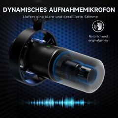 FIFINE K668 USB/XLR Dynamic Microphone with Mute Button and Shock Mount, Headphone Jack