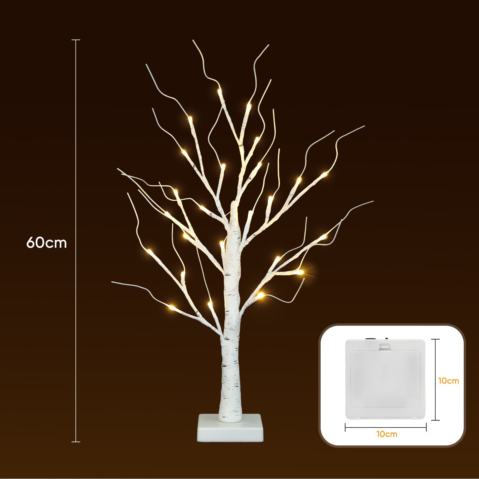 Salcar LED Lichterbaum 60 cm, Birke mit 24 warmweißen LEDs, USB/Batteriebetrieben, Weihnachts- und Partydeko für Zuhause, Geburtstag, Hochzeit, Innendekoration Salcar