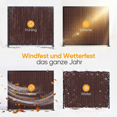 Sekey Balkon Sichtschutz in Holz-Optik Braun – Wetterfeste Sichtschutzmatte aus Kunststoff, Wasserdicht, UV-beständig & Schimmelfrei, Windschutz für Balkon, Garten & Terrasse inkl. Kabelbinder