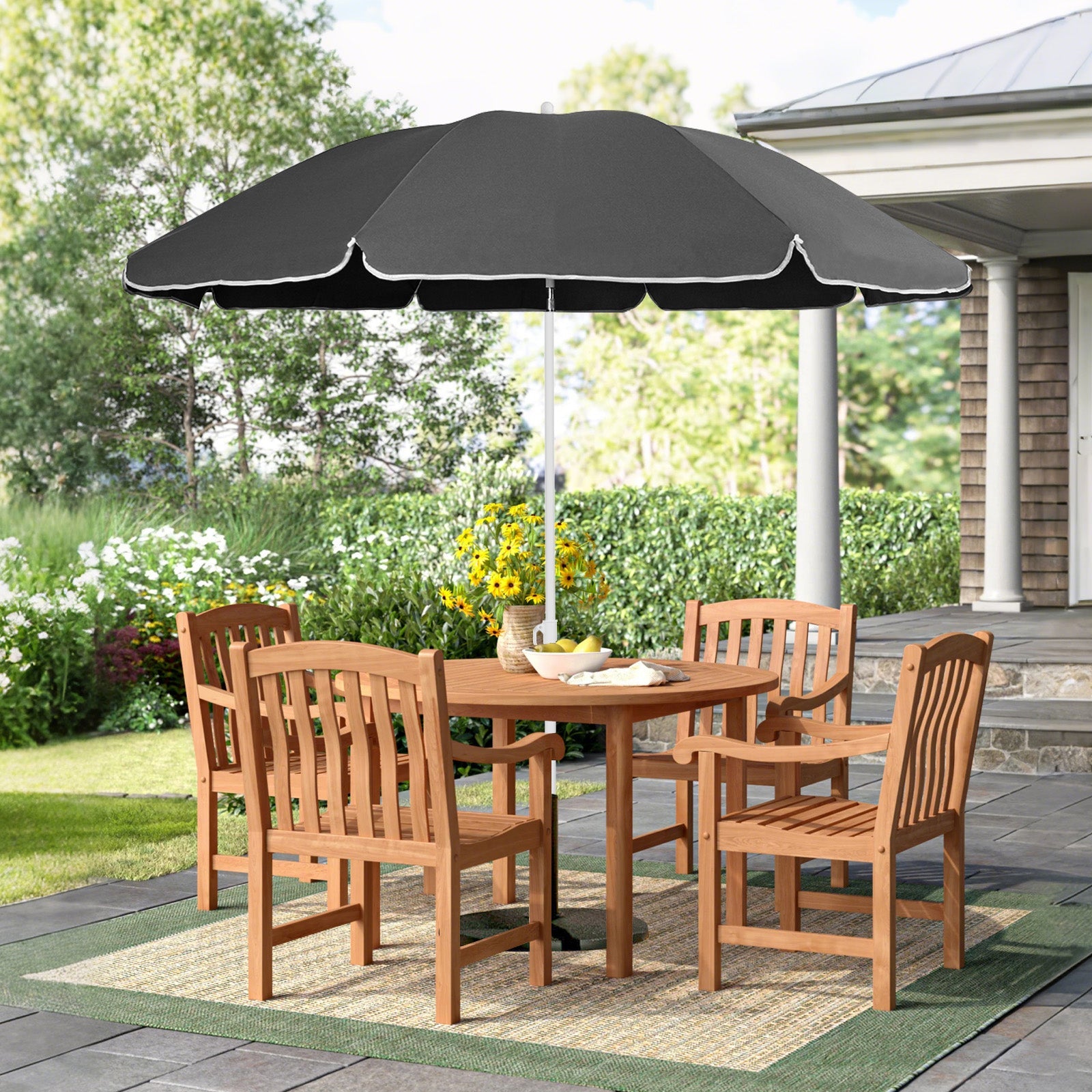 Sekey Sonnenschirm 160cm, Dunkelgrau, Höhenverstellbar & Neigbar mit UPF50+ Sekey