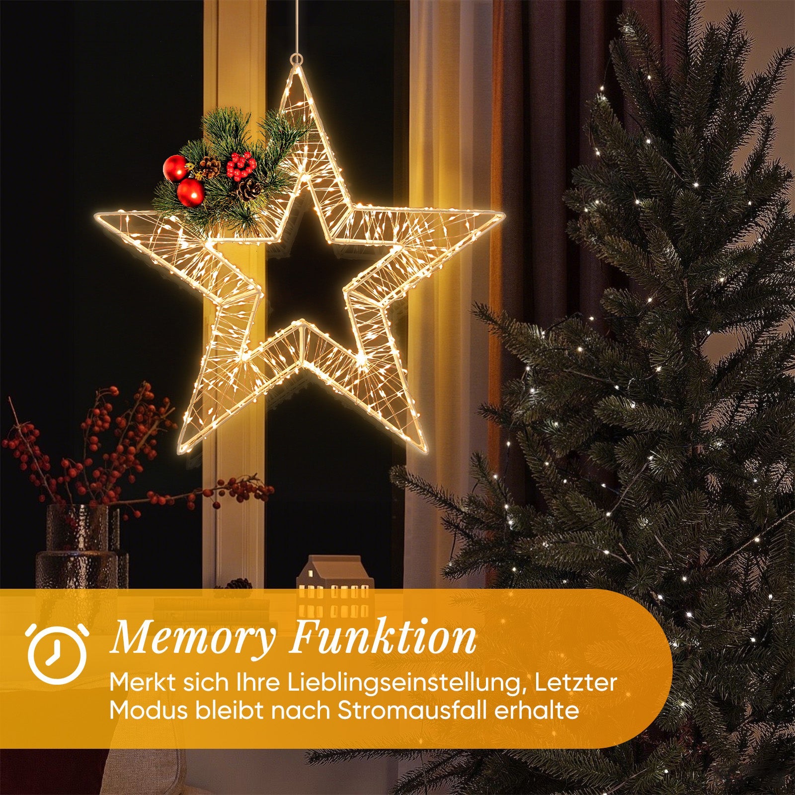 Salcar LED Weihnachtsstern 45 cm, Metall Leuchtstern mit 720 LEDs, 8 Modi & Timer, Stern Fenster Deko, Innen & Außen, Warmweiß Salcar