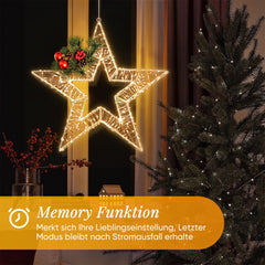 Salcar LED Weihnachtsstern 45 cm, Metall Leuchtstern mit 720 LEDs, 8 Modi & Timer, Stern Fenster Deko, Innen & Außen, Warmweiß Salcar