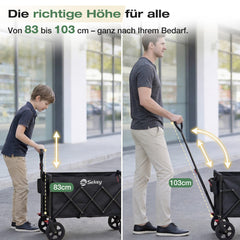 Sekey Bollerwagen Faltbar 120L – bis 100kg belastbar, Geländetauglicher Handwagen mit Bremse & verstellbarer Zugstange (83–103 cm), klappbar & kompakt für Camping, Einkauf & Transport, 4029 Pro, 4030