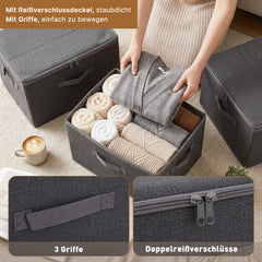 Sekey Aufbewahrungsboxen 3er Set mit Deckel | Stoffboxen 40 × 30 × 25 cm formstabil, faltbar & vielseitig einsetzbar