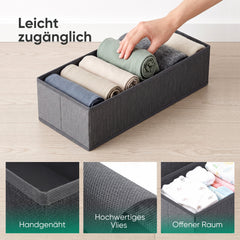 Sekey Schubladen-Organizer 4er Set 22 × 51 × 11 cm – Faltbare Kleiderschrank Organizer aus Vliesstoff mit stabiler Bodenplatte, Aufbewahrungsbox für Kleidung, Unterwäsche, T-Shirts & Accessoires