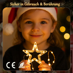 Salcar LED Sterne Lichtervorhang, 2m 160 LEDs, 10 Sterne, 8 Modi, Timer & Memory – Weihnachtsbeleuchtung für Innen & Außen, Warmweiß/Bunt, IP44 Wasserdicht