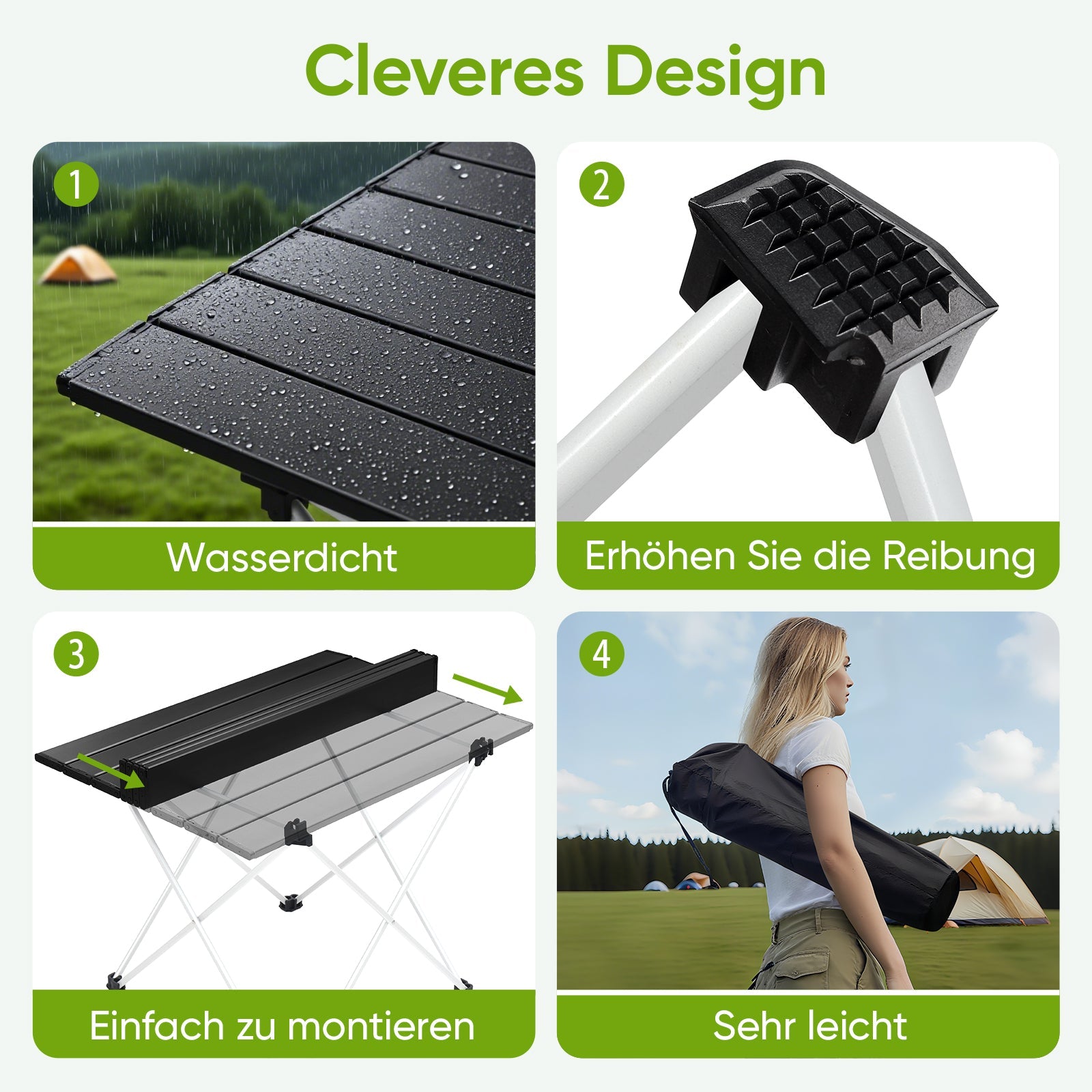 Sunula Klappbarer Campingtisch, Ultraleicht 1,7 kg, 30 kg Tragkraft, Wasserdicht, Rutschfest, 3 Größen, Einfach zu Montieren, Für Camping, Picknick, Garten, Outdoor Sekey