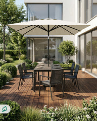 Sunula Sonnenschirm Rechteckig mit Kurbelsystem – stabiler 38 mm Stahlrohr Gartenschirm mit Neigefunktion, UV-Schutz Marktschirm für Balkon, Terrasse & Garten