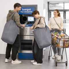 Sekey Pfandflaschen Sammelbehälter 160L mit 2 Innenbeuteln, Großer Flaschenkorb für Leergut & Dosen, Pfandsammler mit Doppel-Einwurföffnung und Schultergurten, Recycling Aufbewahrung für Küche, Keller & Garage