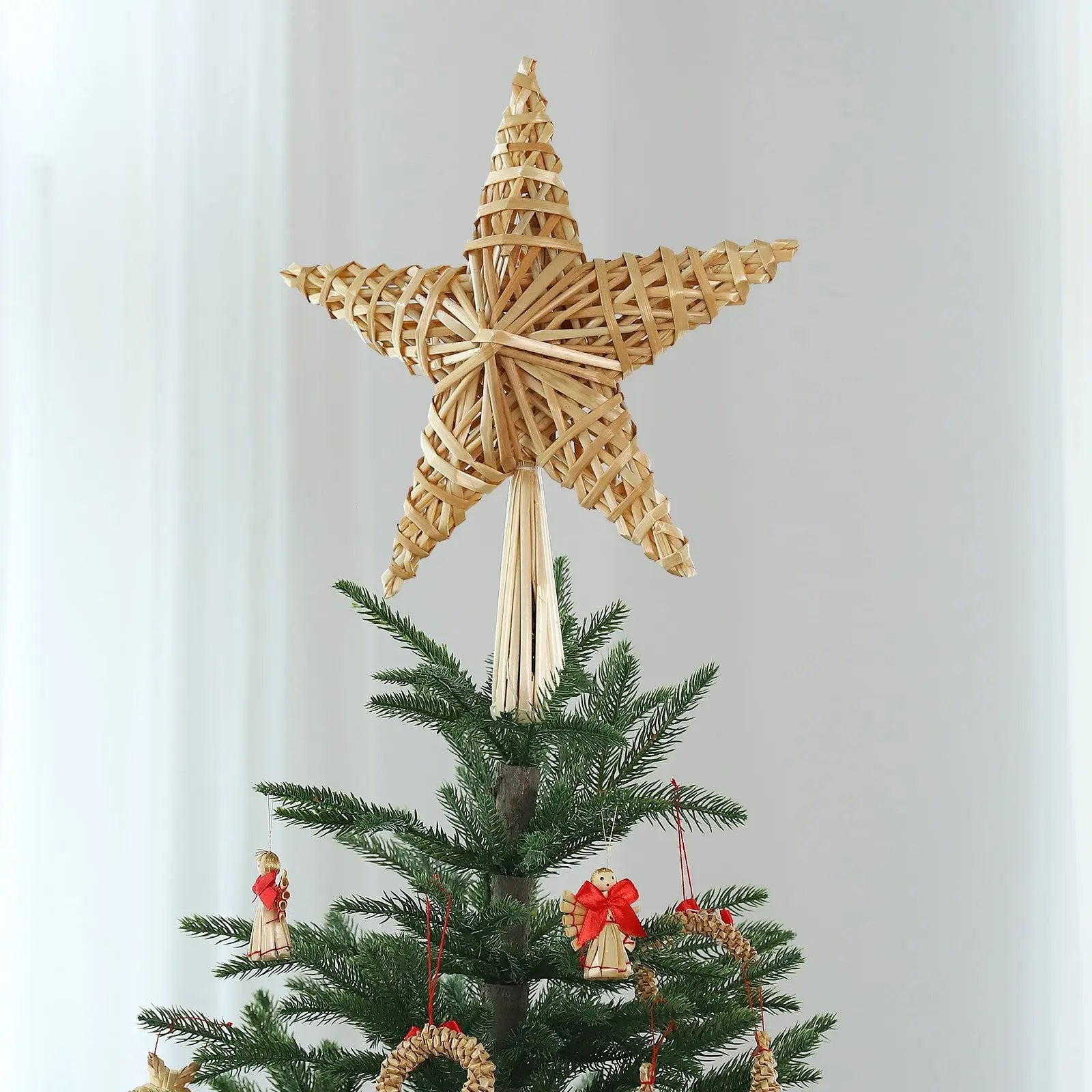 Salcar Christbaumspitze Strohstern Weihnachtsbaum Dekoration für Weihnachten, Tannenbaumspitze für den Christbaum, 25cm Salcar