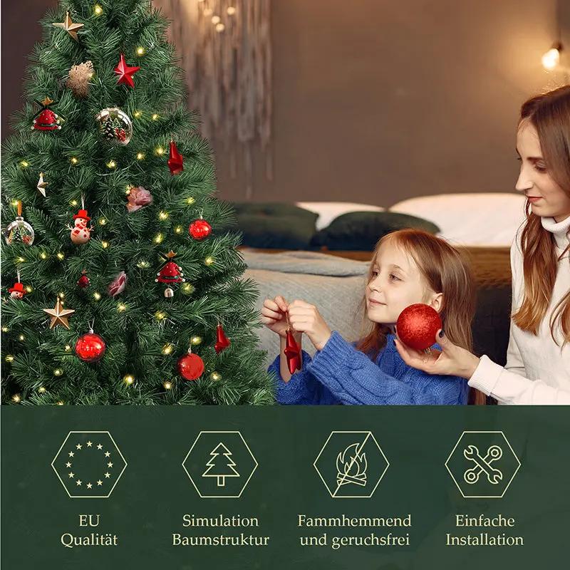 Salcar 120/150/180/210/240cm Künstlicher Weihnachtsbaum mit Metallständer, Nordmanntanne, mit 279/408/580/868/1168 Spitzen Salcar
