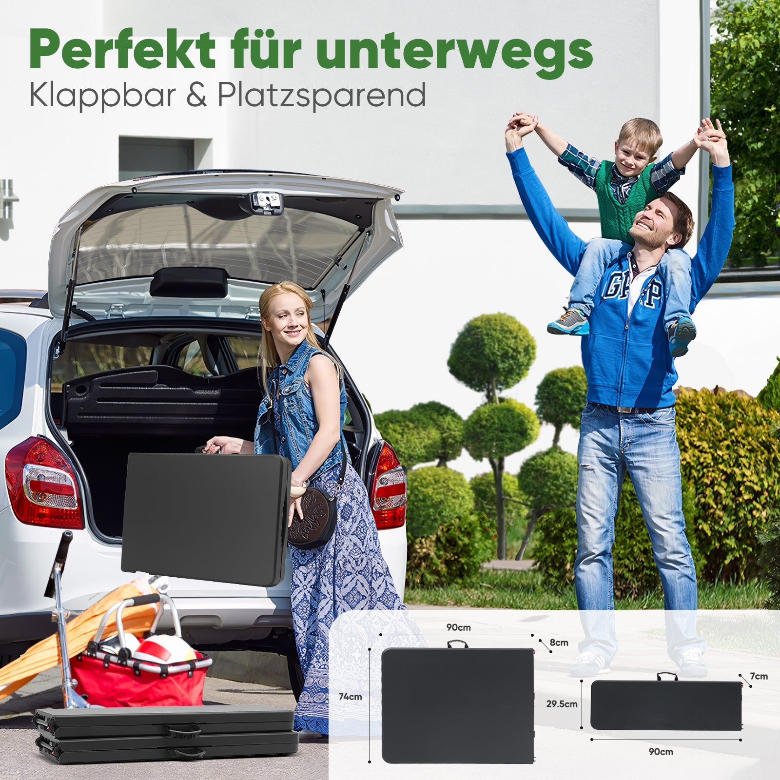 Sekey 3-tlg. Bierzeltgarnitur 180 cm – Klappbares Gartenmöbel-Set mit Tisch & 2 Bänken, Wetterfest & Tragbar für Garten, Balkon & Camping Sekey